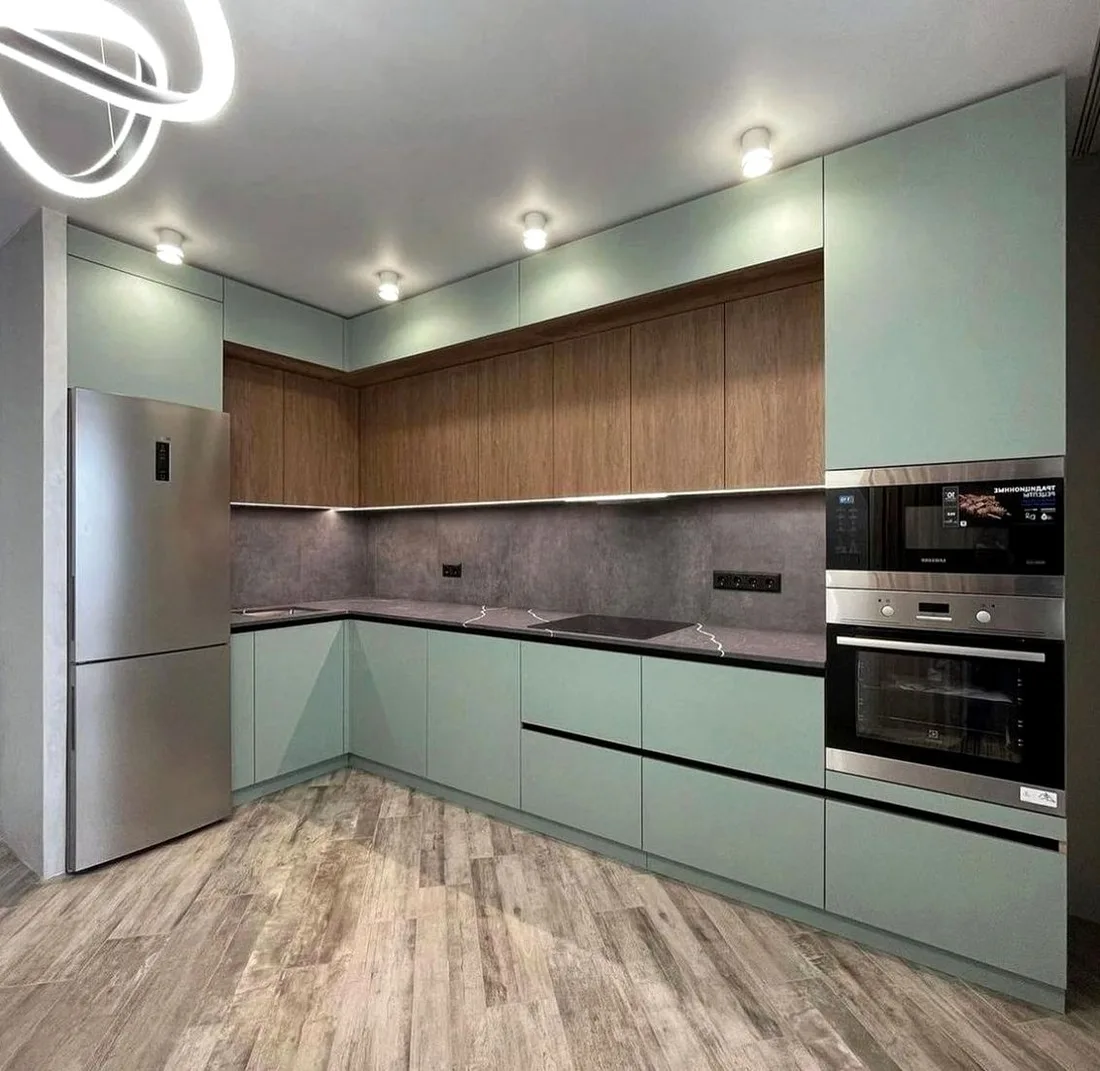 Кухня Rimini Oak №0087 — минималистичная кухня без ручек