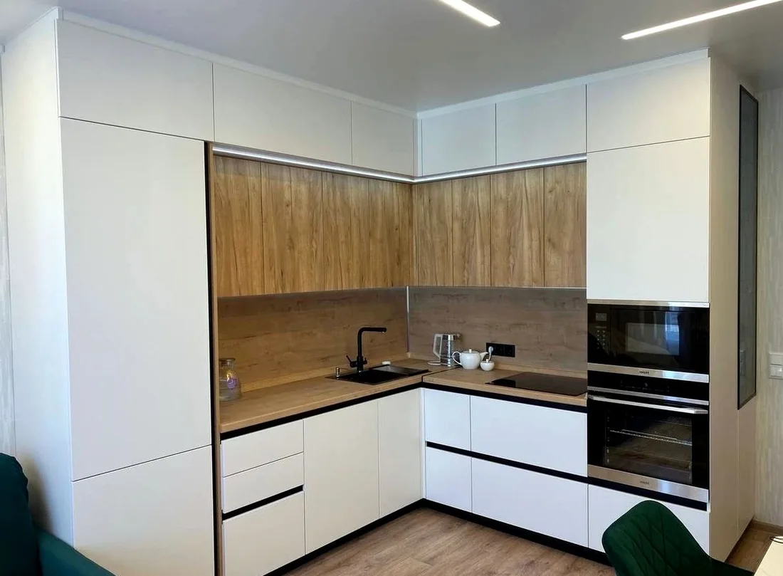 Кухня Rimini Oak №0111 — минималистичная кухня без ручек