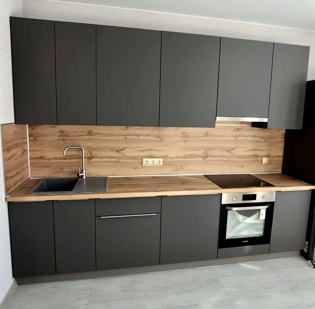 Кухня Rimini Oak №0183 — минималистичная кухня без ручек