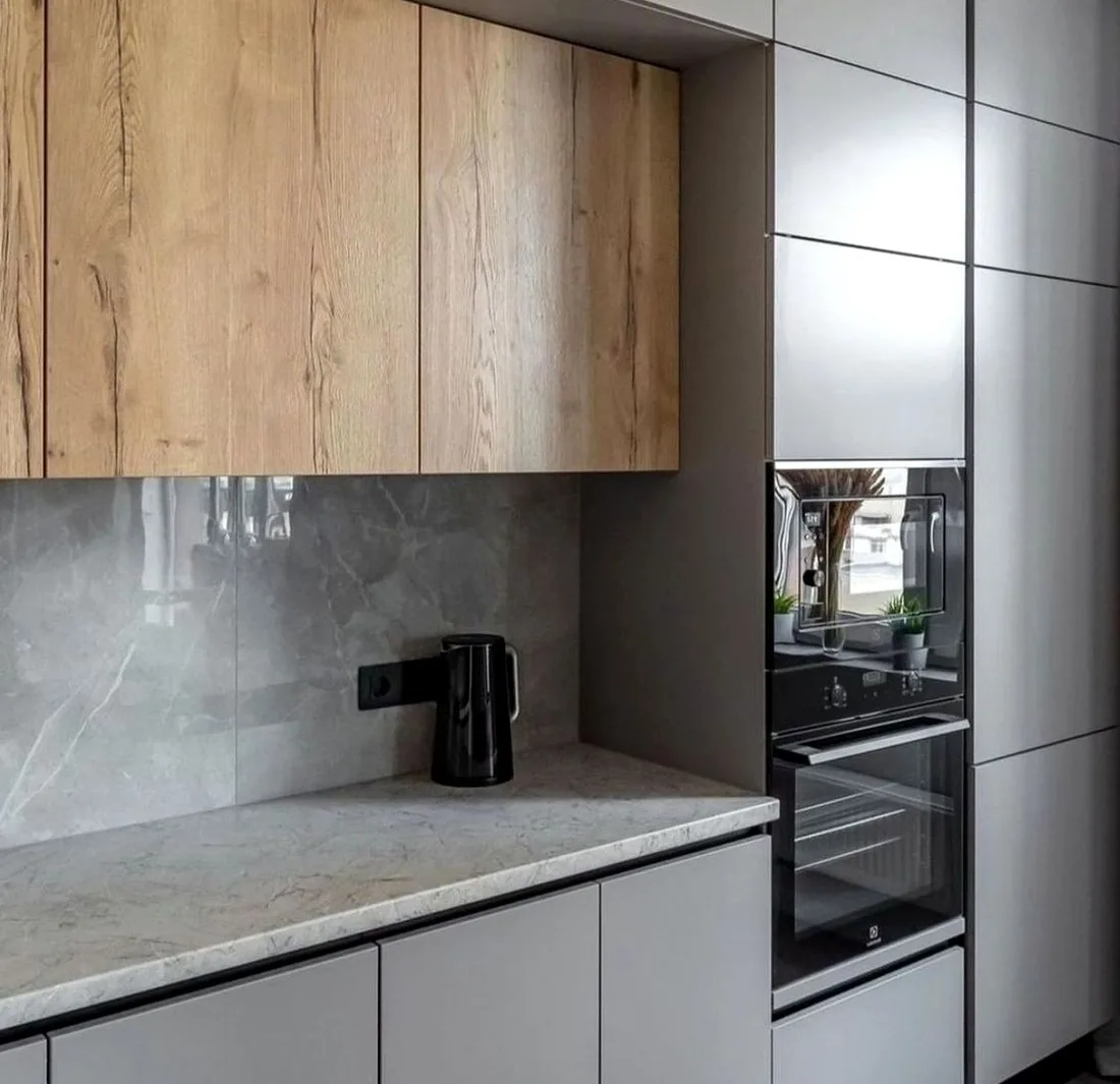 Кухня Rimini Oak №0351 — минималистичная кухня без ручек