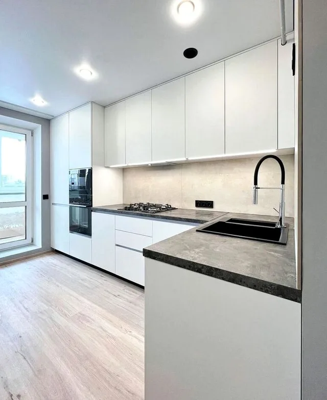 Минималистичная кухня без ручек Rimini Oak №0471